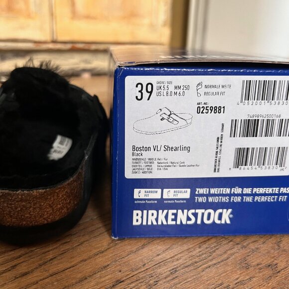 Birkenstock Boston Shearling Suede Leather - Black size 39 US 8-8.5 women - Picture 11 of 11